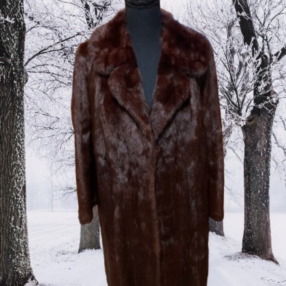 Stunning Brown Mink Real Fur Coat Size M Winter Office Luxury Mob Wife